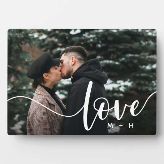 Liefde Script Overlay Couples - Aangepaste foto Fotoplaat (voorkant)