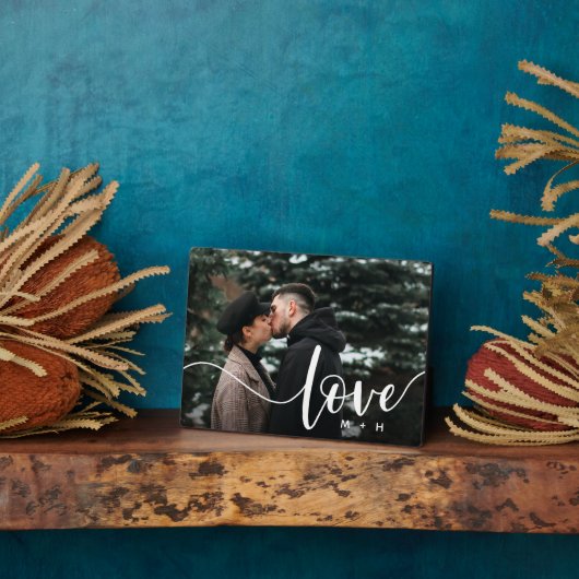 Liefde Script Overlay Couples - Aangepaste foto Fotoplaat (Zijkant)