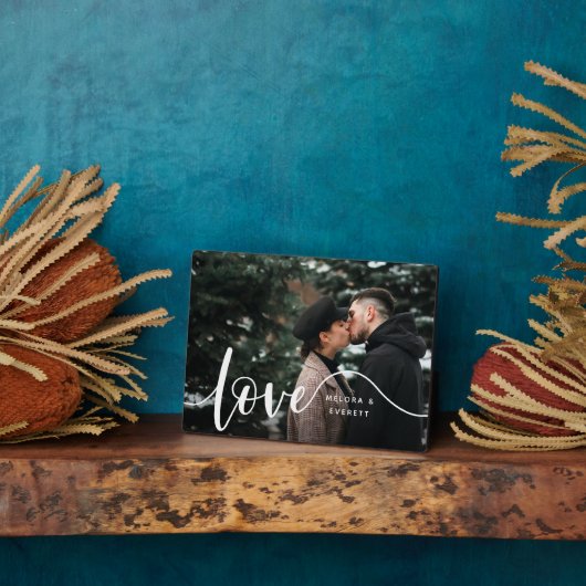 Liefde Script Overlay Couples - Aangepaste foto Fotoplaat (Zijkant)