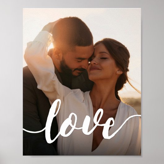 Liefde Script Overlay Foto afdrukken Poster (Voorkant)