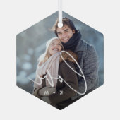 Liefde Script Overlay Foto's & Initialen Glas Ornament (Achterkant)