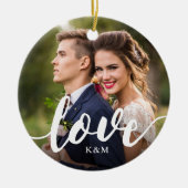 Liefde Script Overlay Foto's & Initialen Keramisch Ornament (Voorkant)