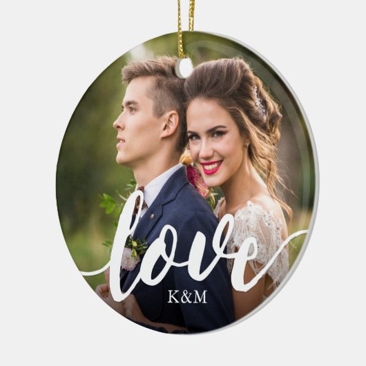 Liefde Script Overlay Foto's & Initialen Keramisch Ornament (Links)