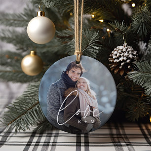 Liefde Script Overlay Foto's & Initialen Keramisch Ornament