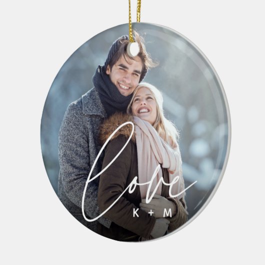 Liefde Script Overlay Foto's & Initialen Keramisch Ornament (Links)