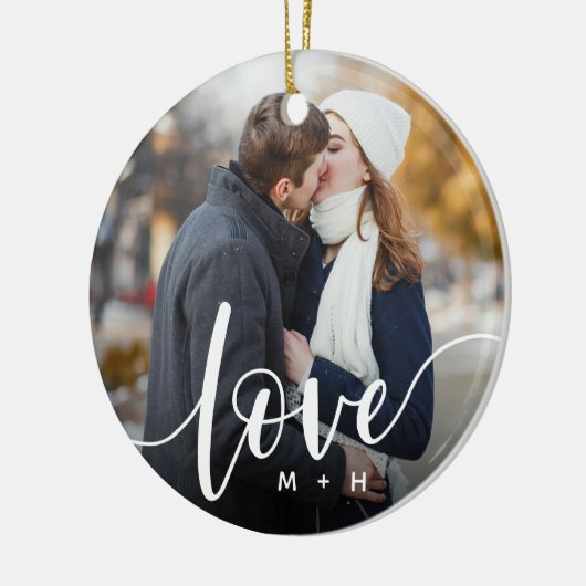 Liefde Script Overlay Foto's & Initialen Keramisch Ornament (Links)