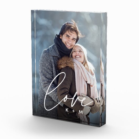 Liefde Script Overlay Personalized Couples Fotoblokken (Rechts)