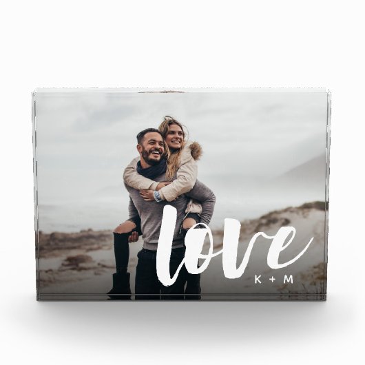 Liefde Script Overlay Personalized Couples Fotoblokken (Voorkant)