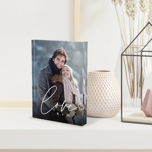 Liefde Script Overlay Personalized Couples Fotoblokken