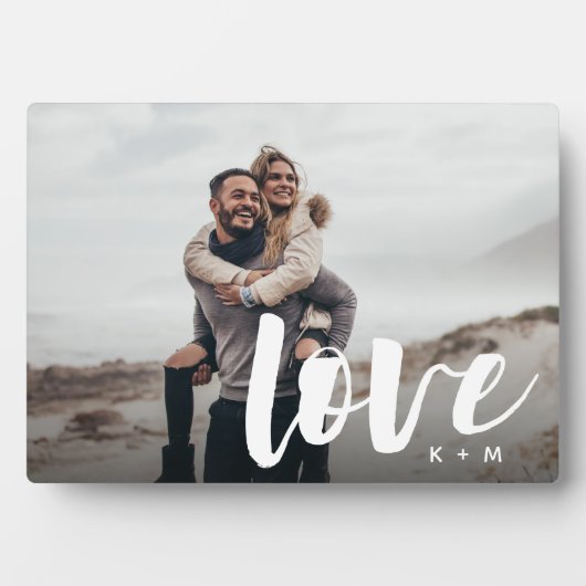 Liefde Script Overlay Personalized Couples Fotoplaat (voorkant)