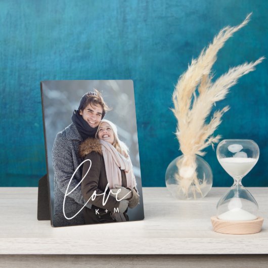 Liefde Script Overlay Persoonlijke paren Foto Fotoplaat (Zijkant)
