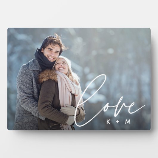 Liefde Script Overlay Persoonlijke paren Foto Fotoplaat (voorkant)