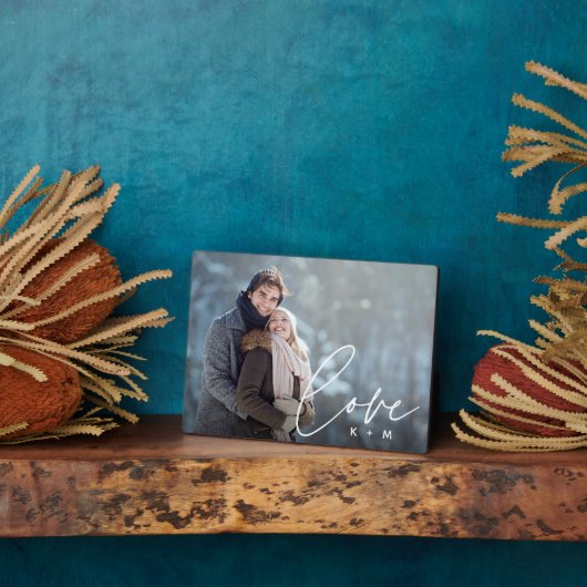 Liefde Script Overlay Persoonlijke paren Foto Fotoplaat (Zijkant)