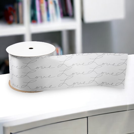 Liefde Script Schrijven Zwart op Wit Satijnen Lint