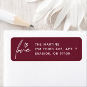 Liefde Script Valentijnsdag Mailing Label - Plum (Insitu)