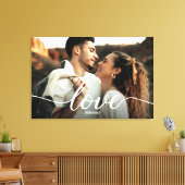 Liefde Script Verloving Foto met namen Canvas Afdruk (Insitu (Woonkamer))