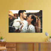 Liefde Script Verloving Foto met namen Canvas Afdruk (Insitu (Woonkamer))