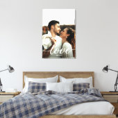 Liefde Script Verloving Foto met namen Portrait Canvas Afdruk (Insitu (Slaapkamer))