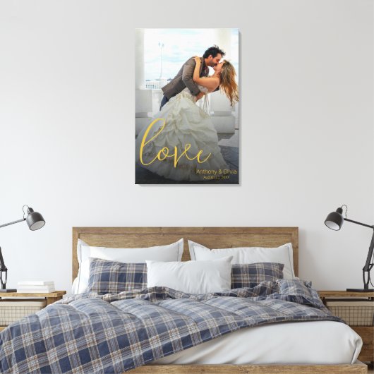 Liefde Scripted Gepersonaliseerde Huwelijkscadeau Canvas Afdruk (Insitu (Slaapkamer))
