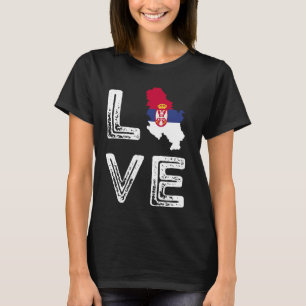 Liefde Servië Vlag Kaart Pride Servische Roots Srb T-shirt