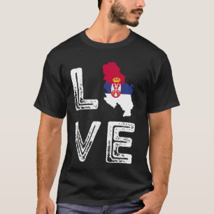Liefde Servië Vlag Kaart Pride Servische Roots Srb T-shirt