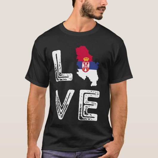 Liefde Servië Vlag Kaart Pride Servische Roots Srb T-shirt (Voorkant)
