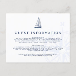 Liefde Set Sail Nautische zeilboot Bruiloft Gast I Informatiekaartje