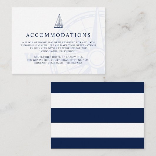 Liefde Set Zeil Nautische Bruiloft | Accommodaties Informatiekaartje (Voorkant / Achterkant)