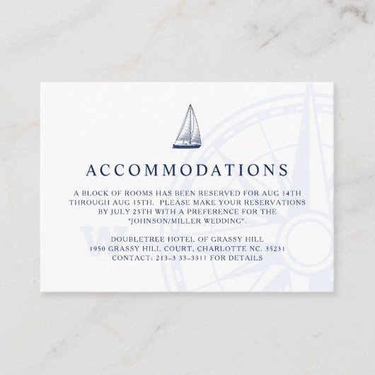 Liefde Set Zeil Nautische Bruiloft | Accommodaties Informatiekaartje (Voorkant)