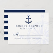 Liefde Sets Zeil Anker Nautische Bruiloft RSVP (Voorkant / Achterkant)
