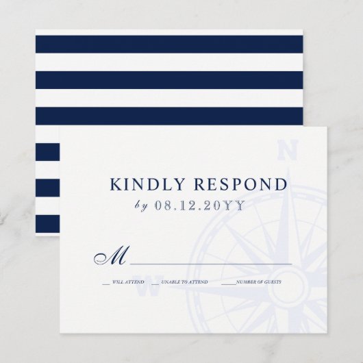 Liefde Sets Zeil Nautische Bruiloft RSVP (Voorkant / Achterkant)