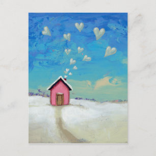 Liefde shack cabine leuk romantische kunst Staand  Briefkaart