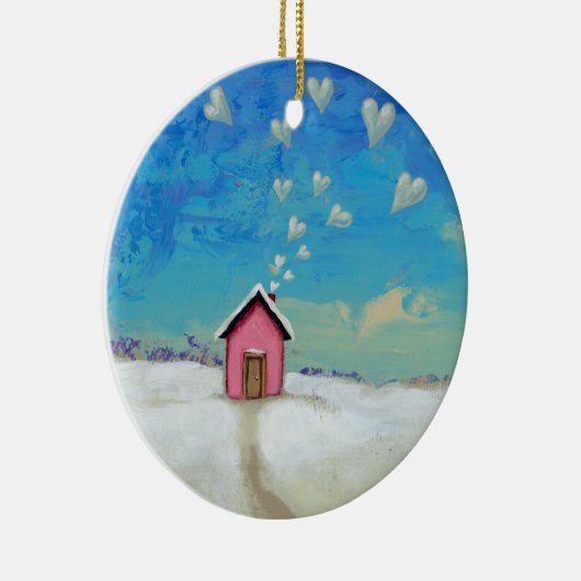 Liefde shack cabine leuk romantische kunst Staand  Keramisch Ornament (Rechts)