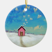 Liefde shack cabine leuk romantische kunst Staand  Keramisch Ornament (Voorkant)