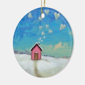 Liefde shack cabine leuk romantische kunst Staand Keramisch Ornament (Links)