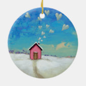 Liefde shack cabine leuk romantische kunst Staand Keramisch Ornament (Achterkant)