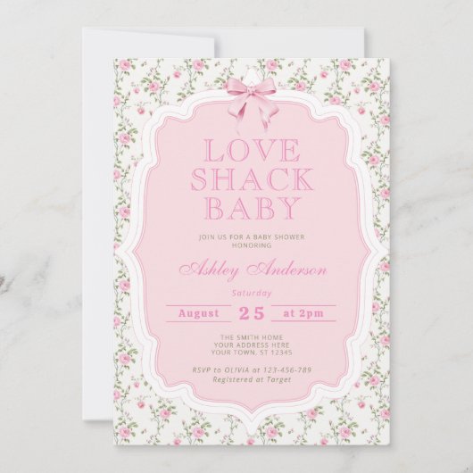 Liefde Shack Roos Bloemen Elegant Baby shower Kaart (Voorkant)