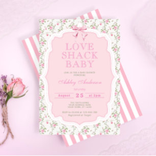 Liefde Shack Roos Bloemen Elegant Baby shower Kaart