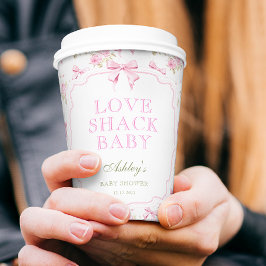 Liefde Shack Roze Baby Meisje Douche Papieren Bekers