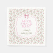 Liefde Shack Roze Bow Bloemen Baby shower Servet (Voorkant)