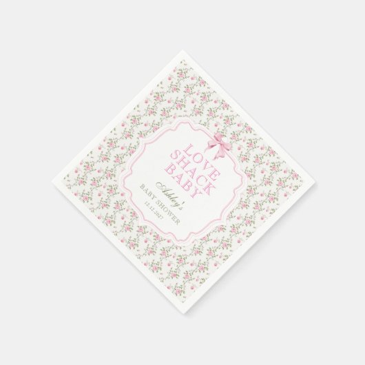 Liefde Shack Roze Bow Bloemen Baby shower Servet (Hoek)