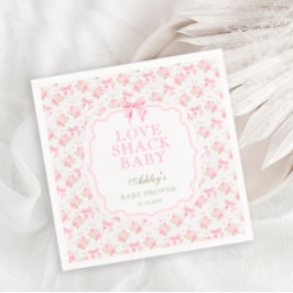 Liefde Shack Roze Bow Bloemen Baby shower Servet