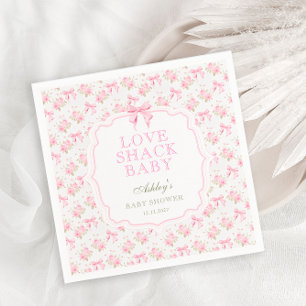 Liefde Shack Roze Bow Bloemen Baby shower Servet