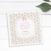 Liefde Shack Roze Bow Bloemen Baby shower Servet