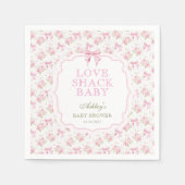Liefde Shack Roze Bow Bloemen Baby shower Servet (Voorkant)