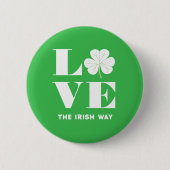 Liefde Shamrock Klaver Iers Groen Wit Aangepaste T Ronde Button 5,7 Cm (Voorkant)