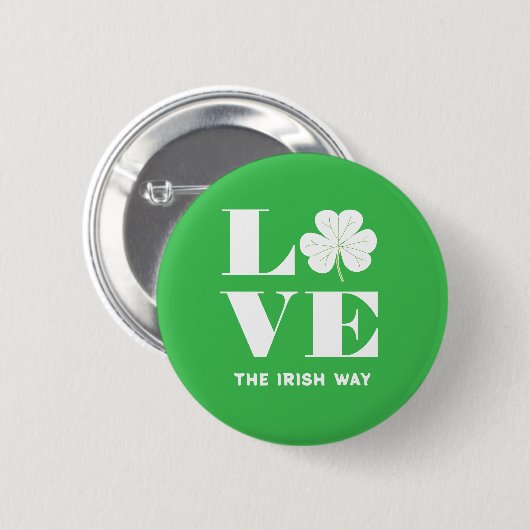 Liefde Shamrock Klaver Iers Groen Wit Aangepaste T Ronde Button 5,7 Cm (Voorkant /achterkant)