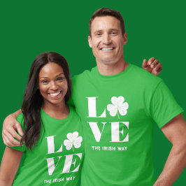 Liefde Shamrock Klaver Iers Groen Wit Aangepaste T T-shirt