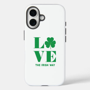 Liefde Shamrock Klaver Ierse Aangepaste Tekst Groe iPhone 16 Hoesje