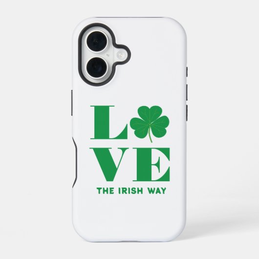 Liefde Shamrock Klaver Ierse Aangepaste Tekst Groe iPhone 16 Hoesje (Achterkant)